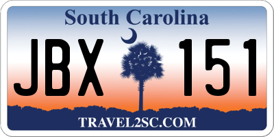 SC license plate JBX151