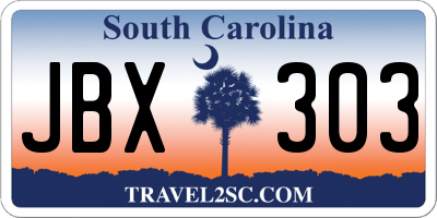 SC license plate JBX303