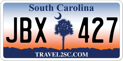 SC license plate JBX427
