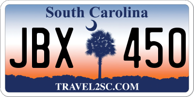 SC license plate JBX450