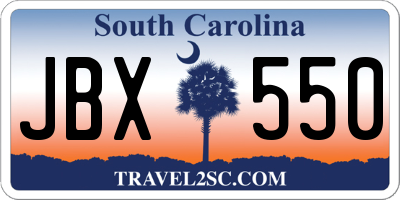 SC license plate JBX550