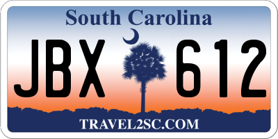 SC license plate JBX612
