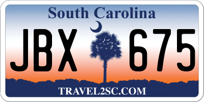 SC license plate JBX675