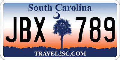 SC license plate JBX789
