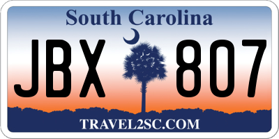 SC license plate JBX807