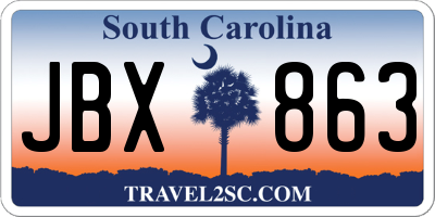 SC license plate JBX863
