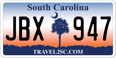 SC license plate JBX947