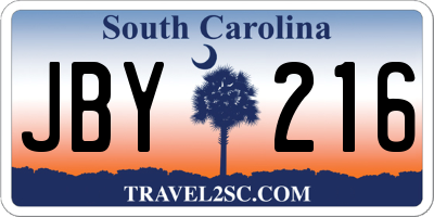 SC license plate JBY216