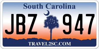 SC license plate JBZ947