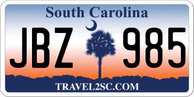 SC license plate JBZ985