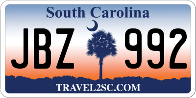 SC license plate JBZ992
