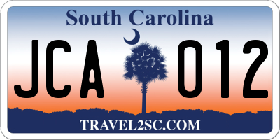 SC license plate JCA012