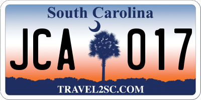 SC license plate JCA017