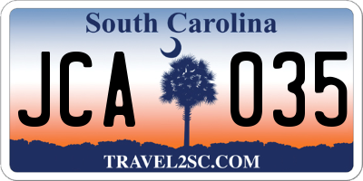 SC license plate JCA035