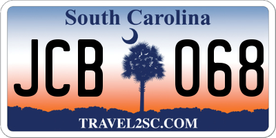 SC license plate JCB068