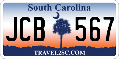 SC license plate JCB567