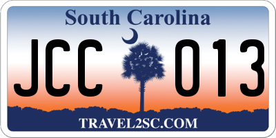 SC license plate JCC013