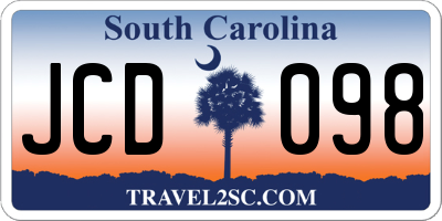 SC license plate JCD098
