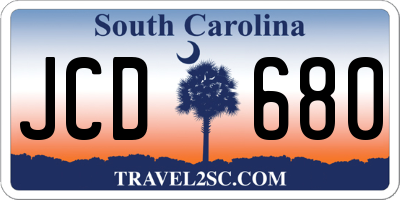 SC license plate JCD680