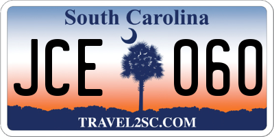 SC license plate JCE060