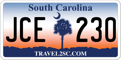 SC license plate JCE230