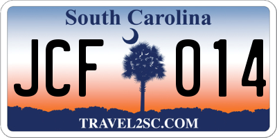 SC license plate JCF014