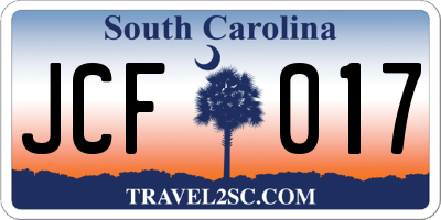 SC license plate JCF017