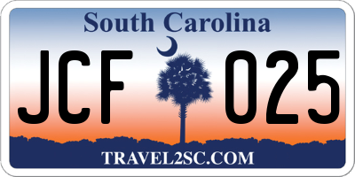 SC license plate JCF025