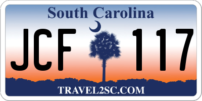 SC license plate JCF117