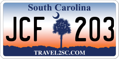 SC license plate JCF203