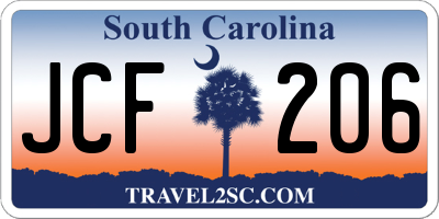SC license plate JCF206