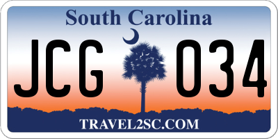 SC license plate JCG034