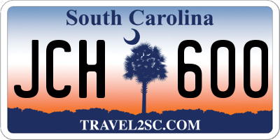 SC license plate JCH600