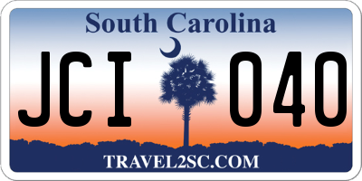 SC license plate JCI040