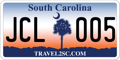SC license plate JCL005