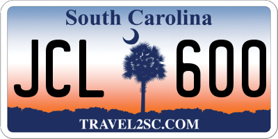 SC license plate JCL600