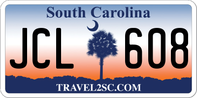 SC license plate JCL608