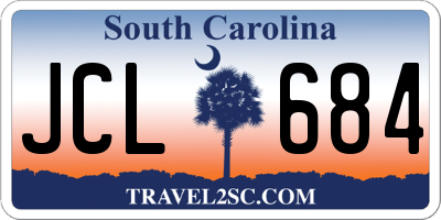 SC license plate JCL684
