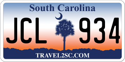 SC license plate JCL934