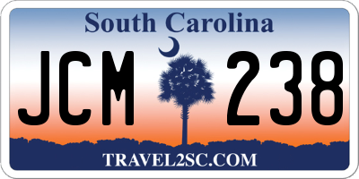 SC license plate JCM238