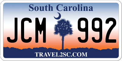 SC license plate JCM992