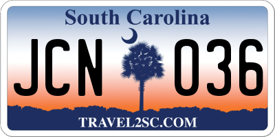 SC license plate JCN036