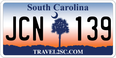 SC license plate JCN139