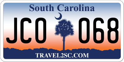 SC license plate JCO068