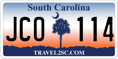 SC license plate JCO114
