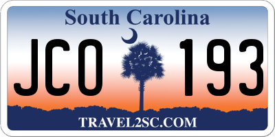 SC license plate JCO193