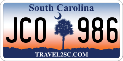 SC license plate JCO986