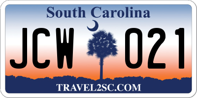 SC license plate JCW021