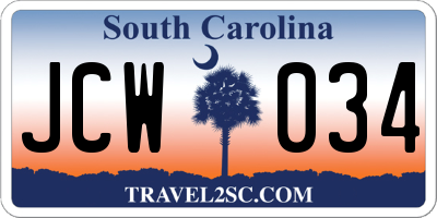 SC license plate JCW034