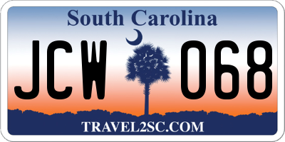 SC license plate JCW068